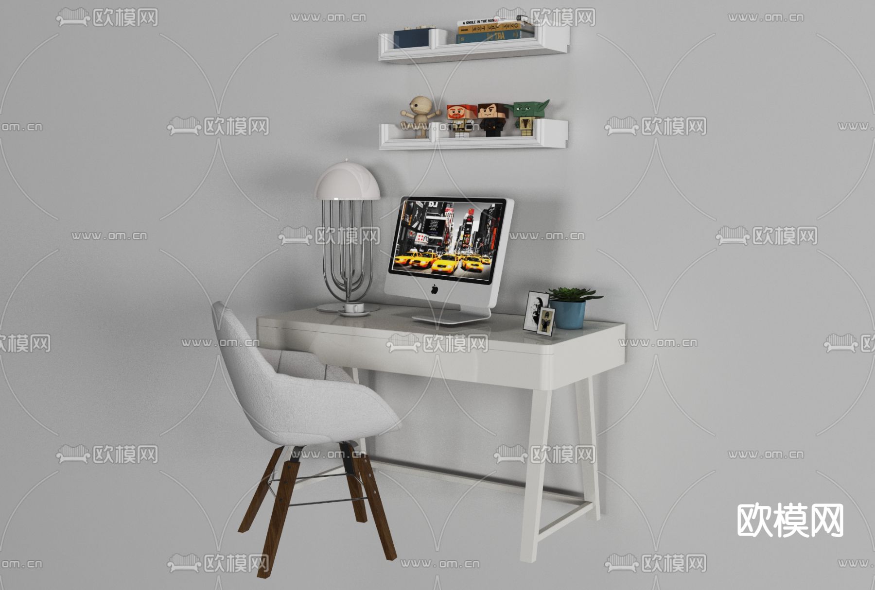 现代书桌椅免费3d模型下载_ID11681405_3dmax免费模型-欧模网