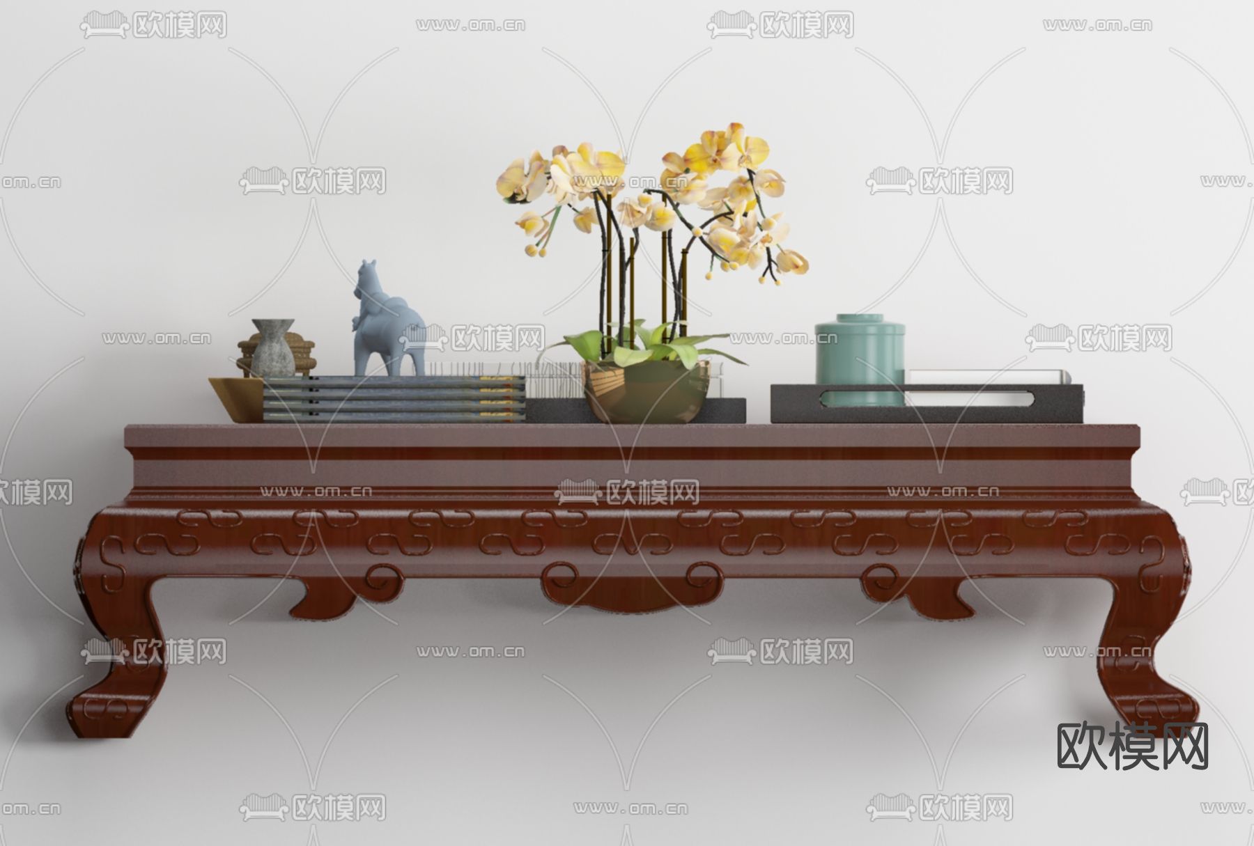 中式实木茶几免费3d模型