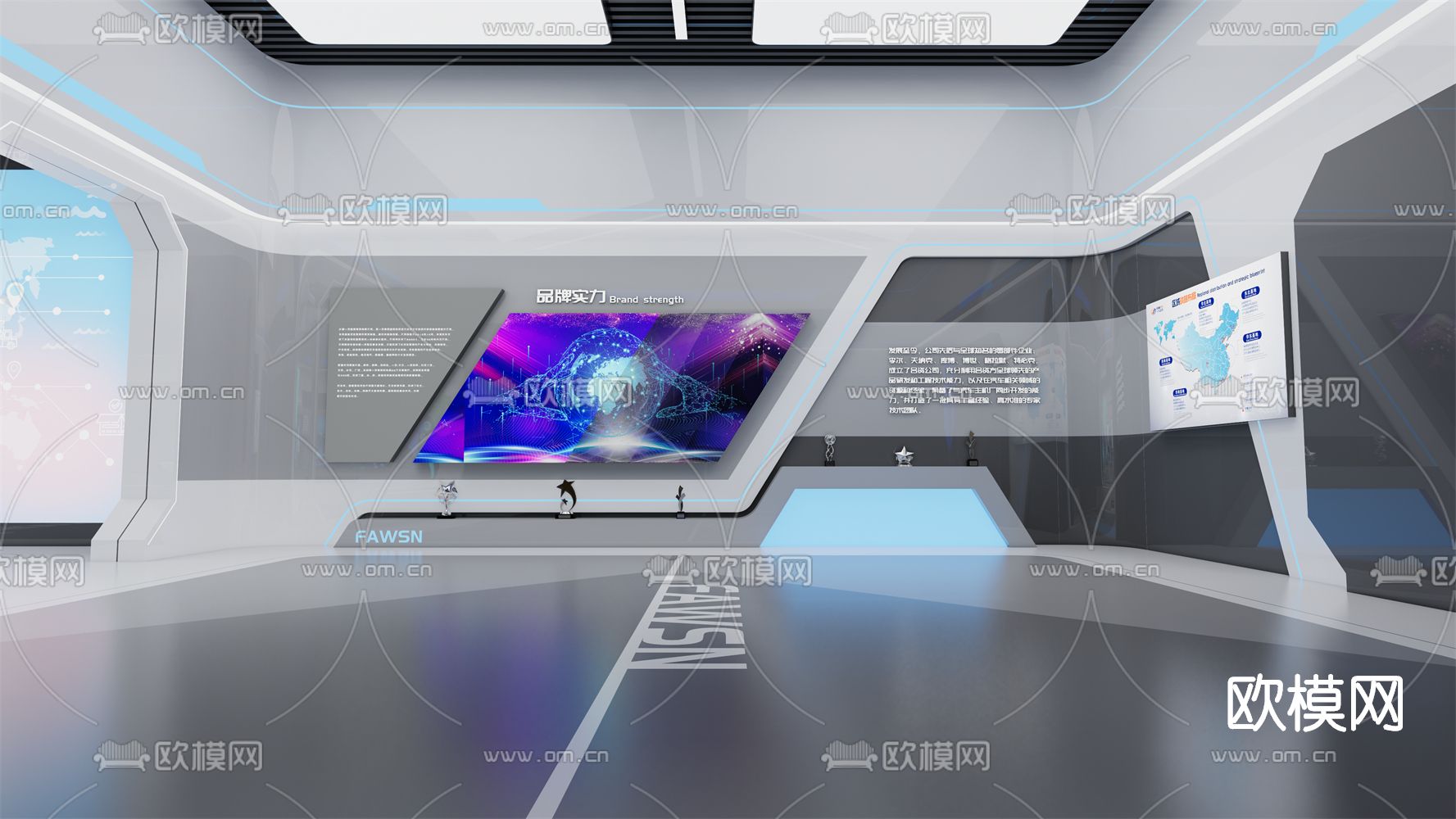 现代科技展厅su模型下载（渲染图4）