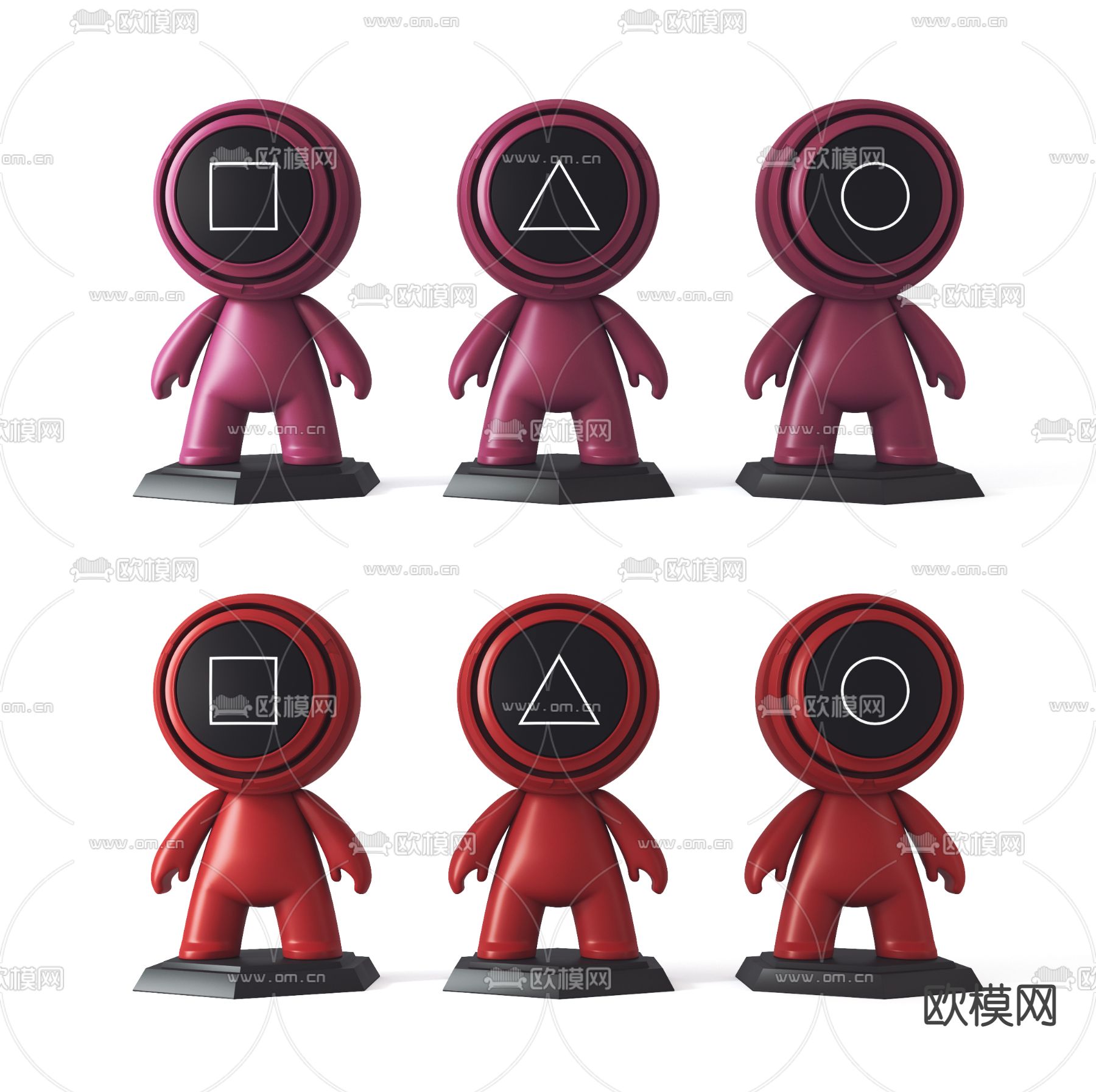 现代鱿鱼游戏潮玩公仔3d模型