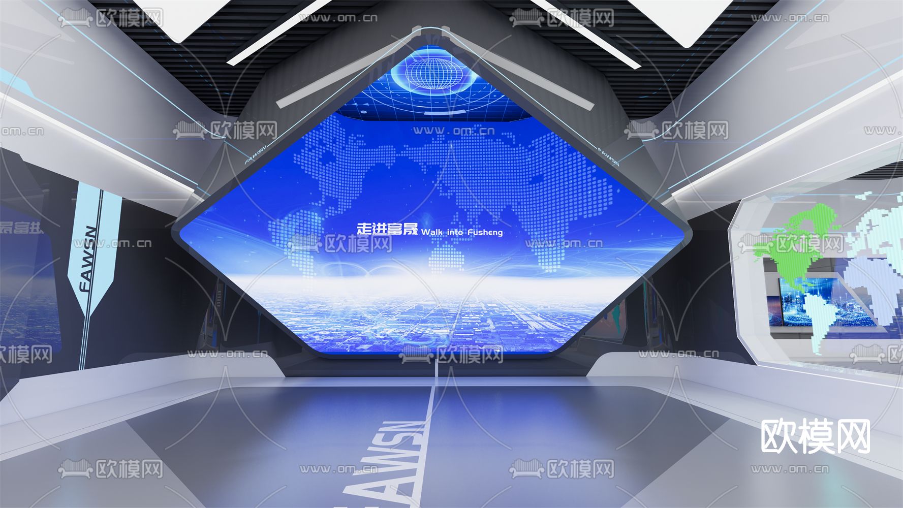 现代科技展厅su模型下载（渲染图3）