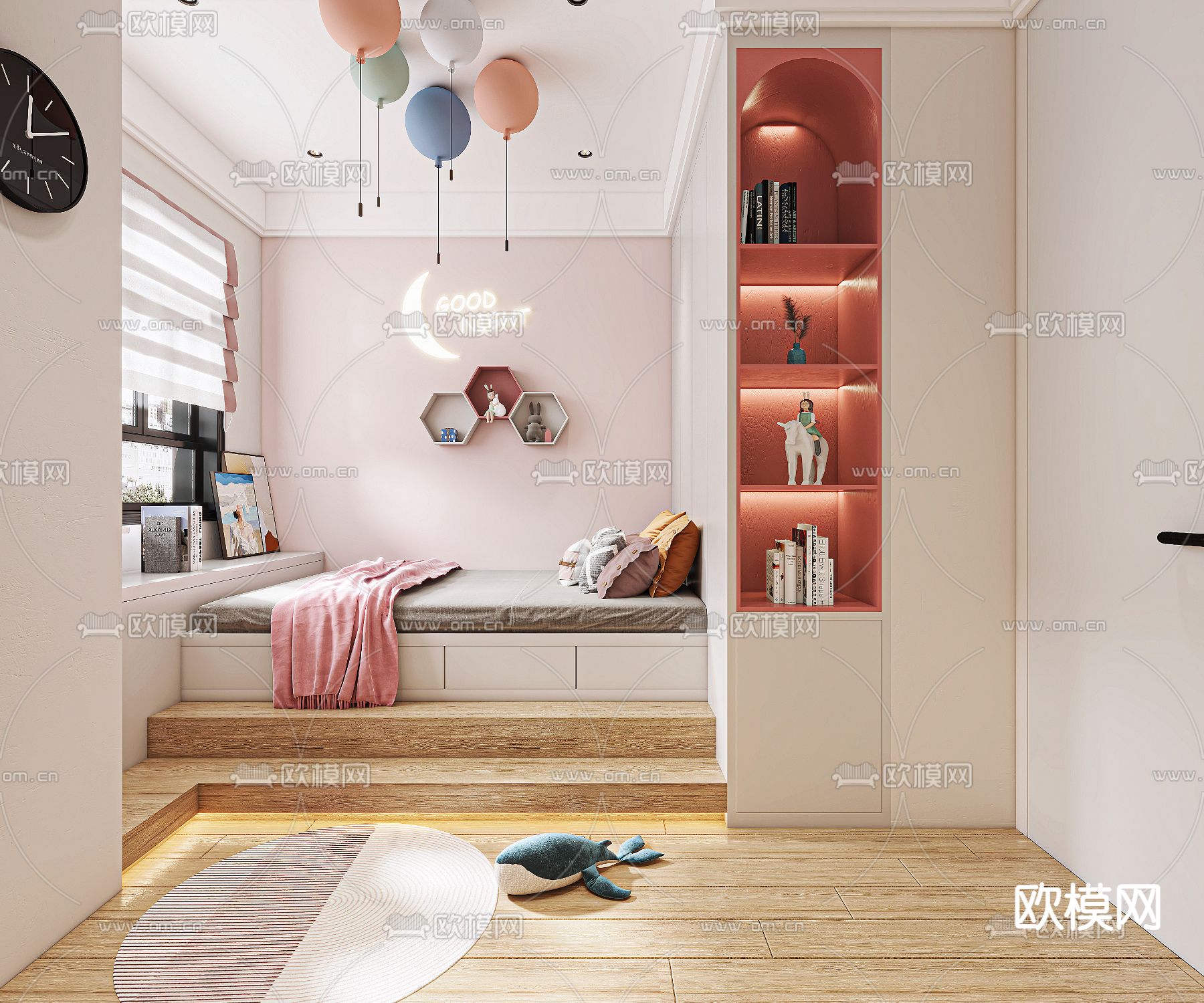 现代榻榻米卧室免费3d模型下载