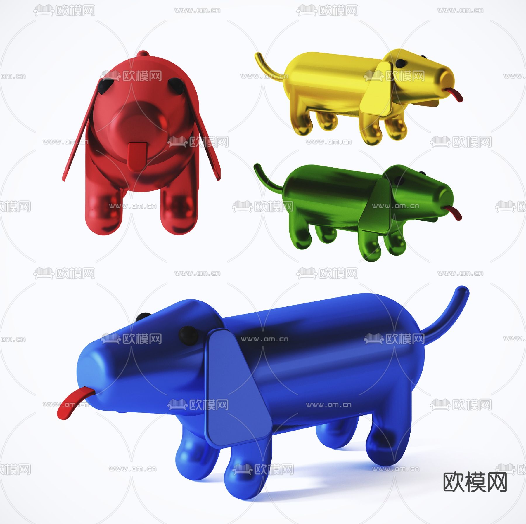 现代腊肠狗玩具3d模型下载
