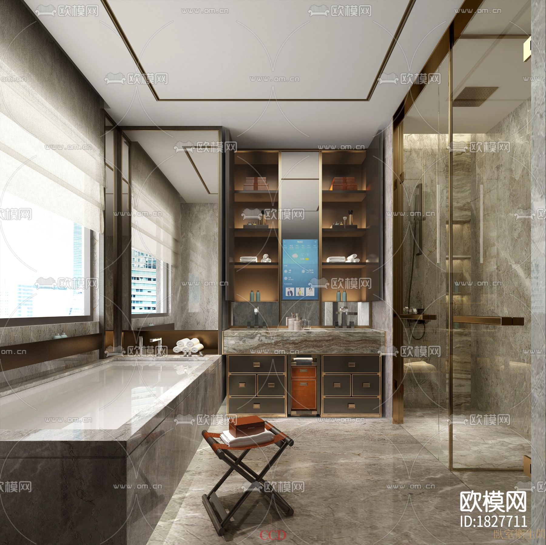 175㎡样板间cad施工图下载（渲染图3）