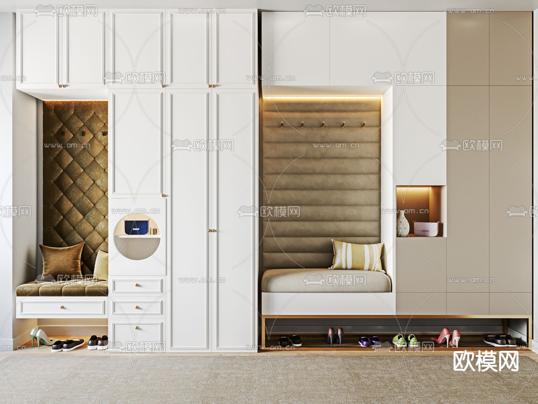 现代多功能鞋柜3d模型下载