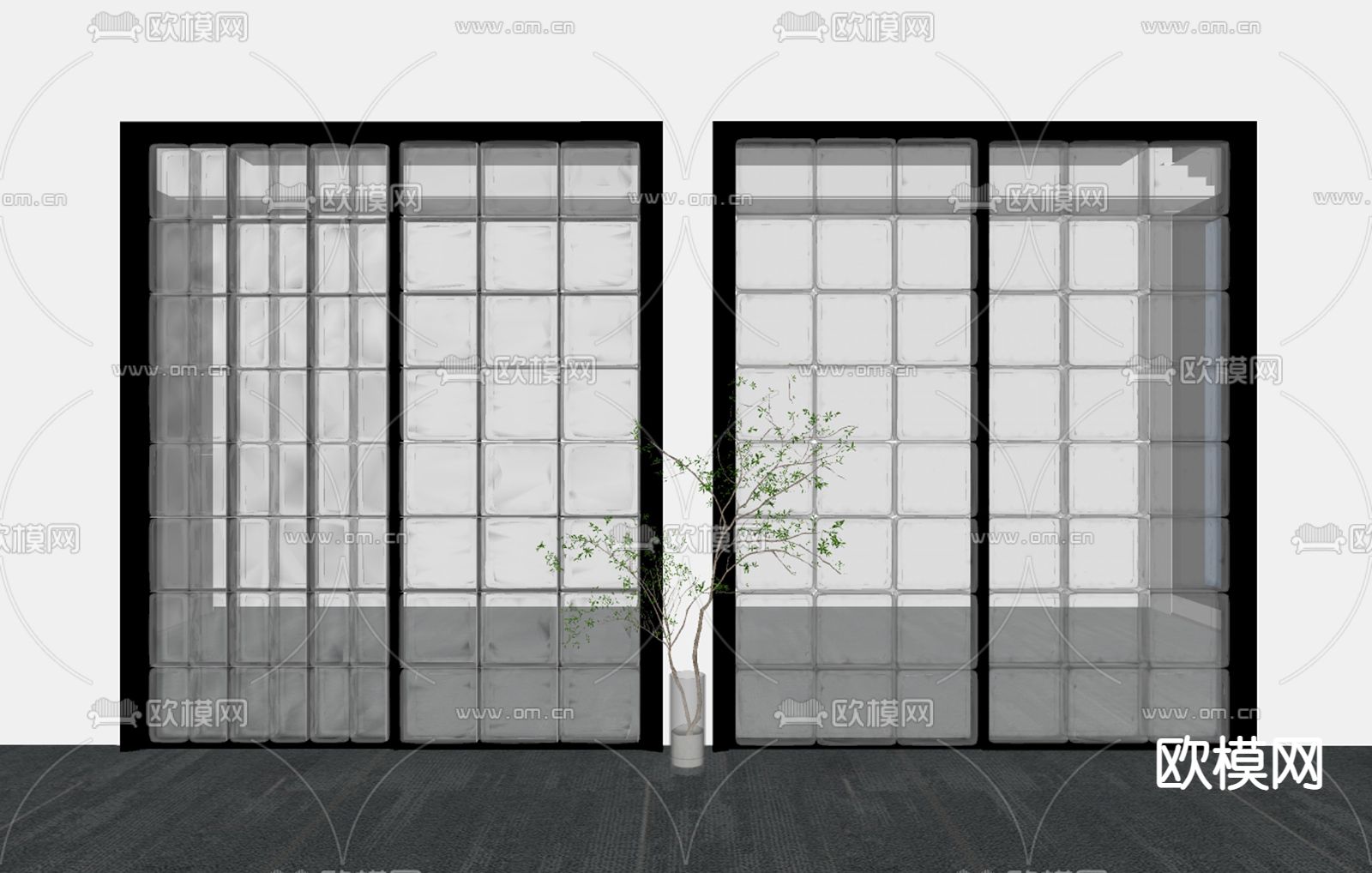 现代玻璃隔断su模型