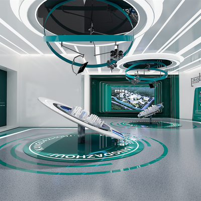  现代科技企业展厅su模型 