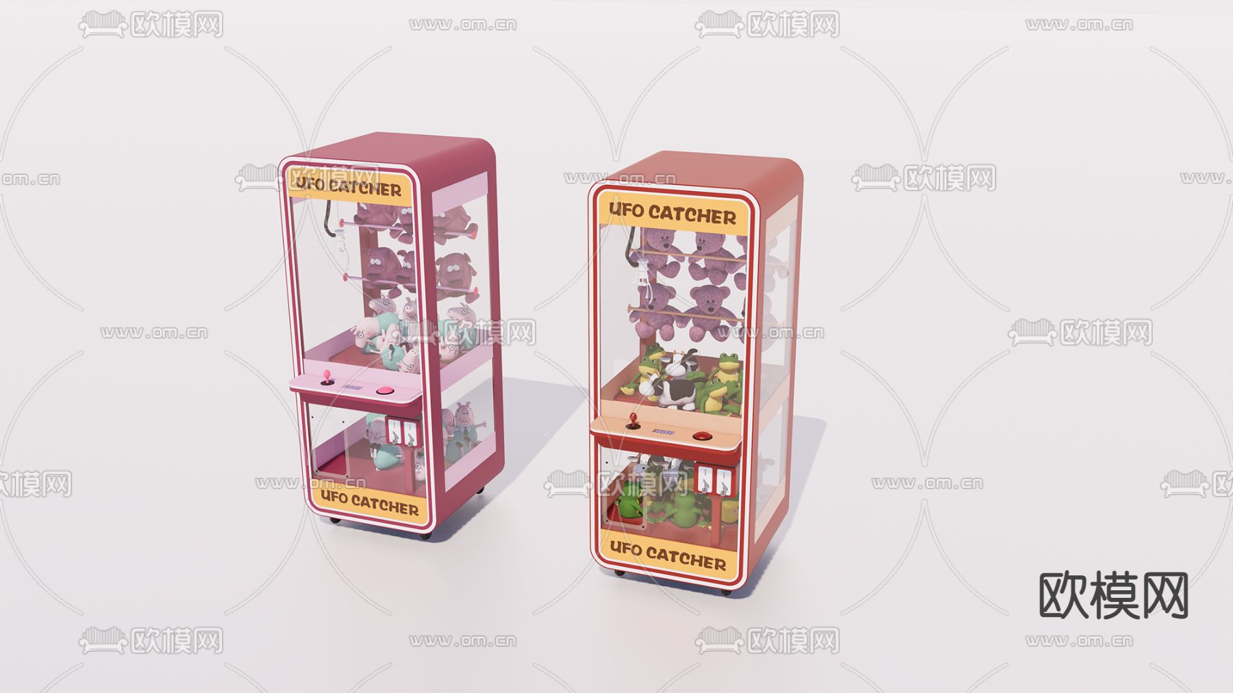 现代游戏机抓娃娃机su模型下载（渲染图1）