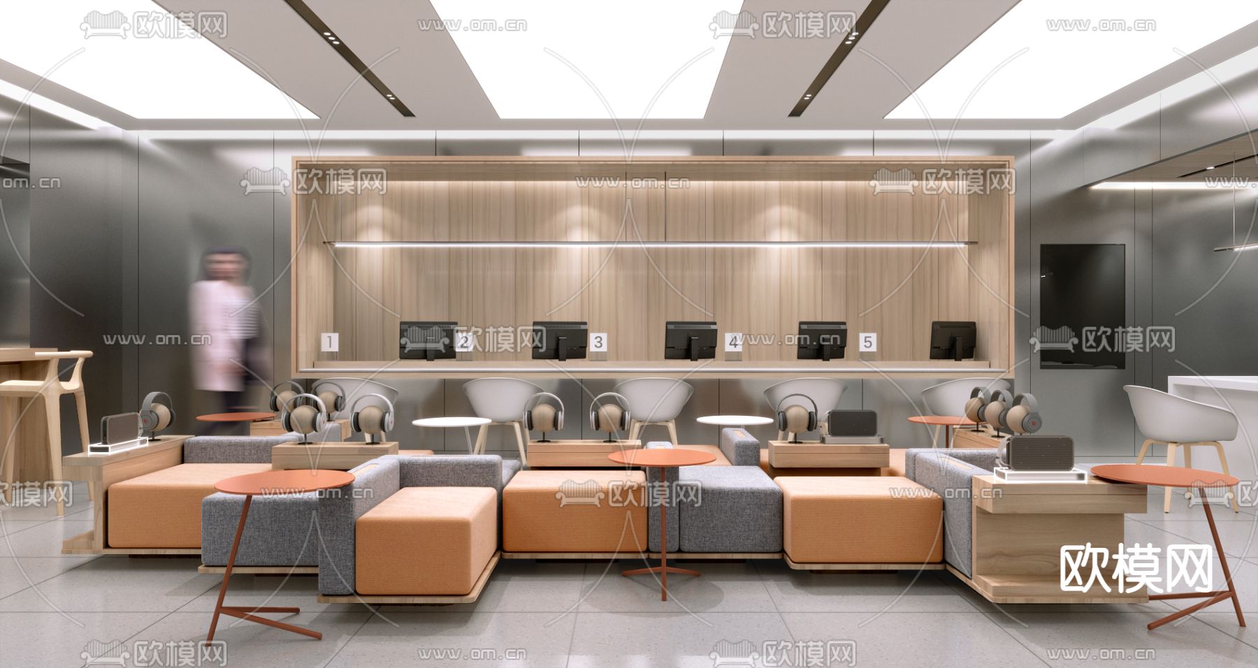 现代办公室休息区3d模型下载（渲染图1）