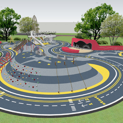  现代儿童乐园su模型 