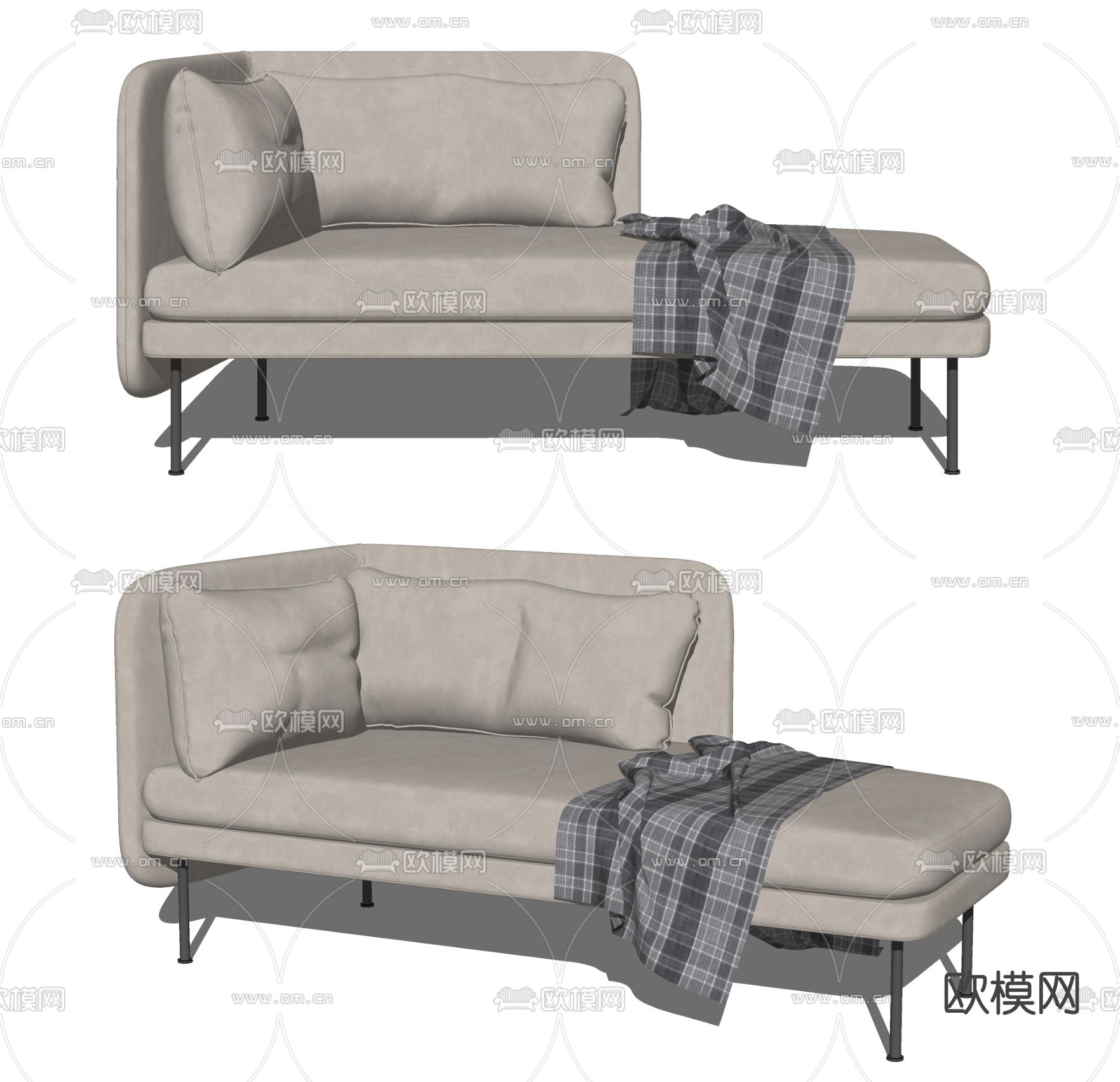 现代布艺贵妃椅su模型