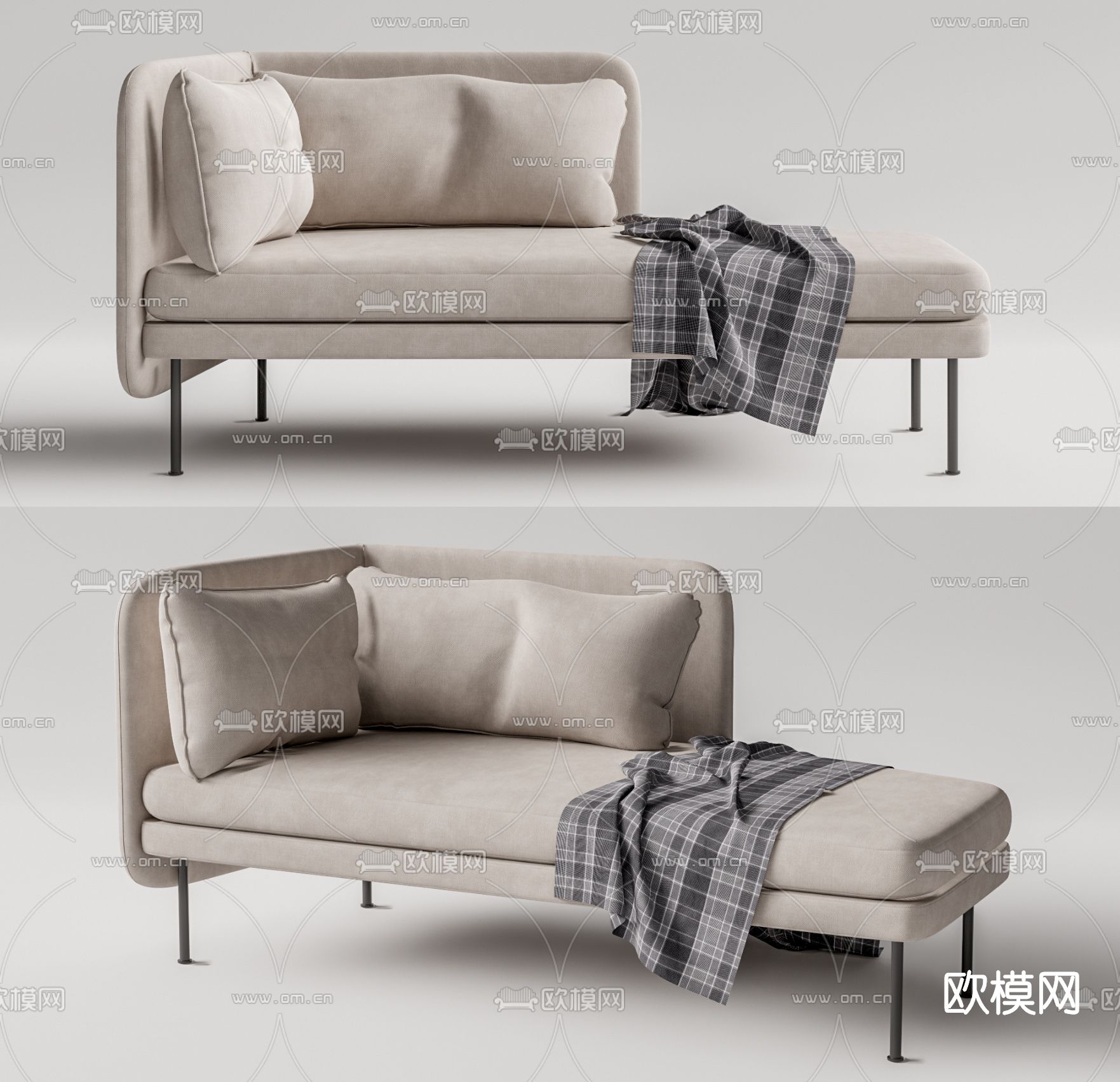 现代布艺贵妃椅su模型