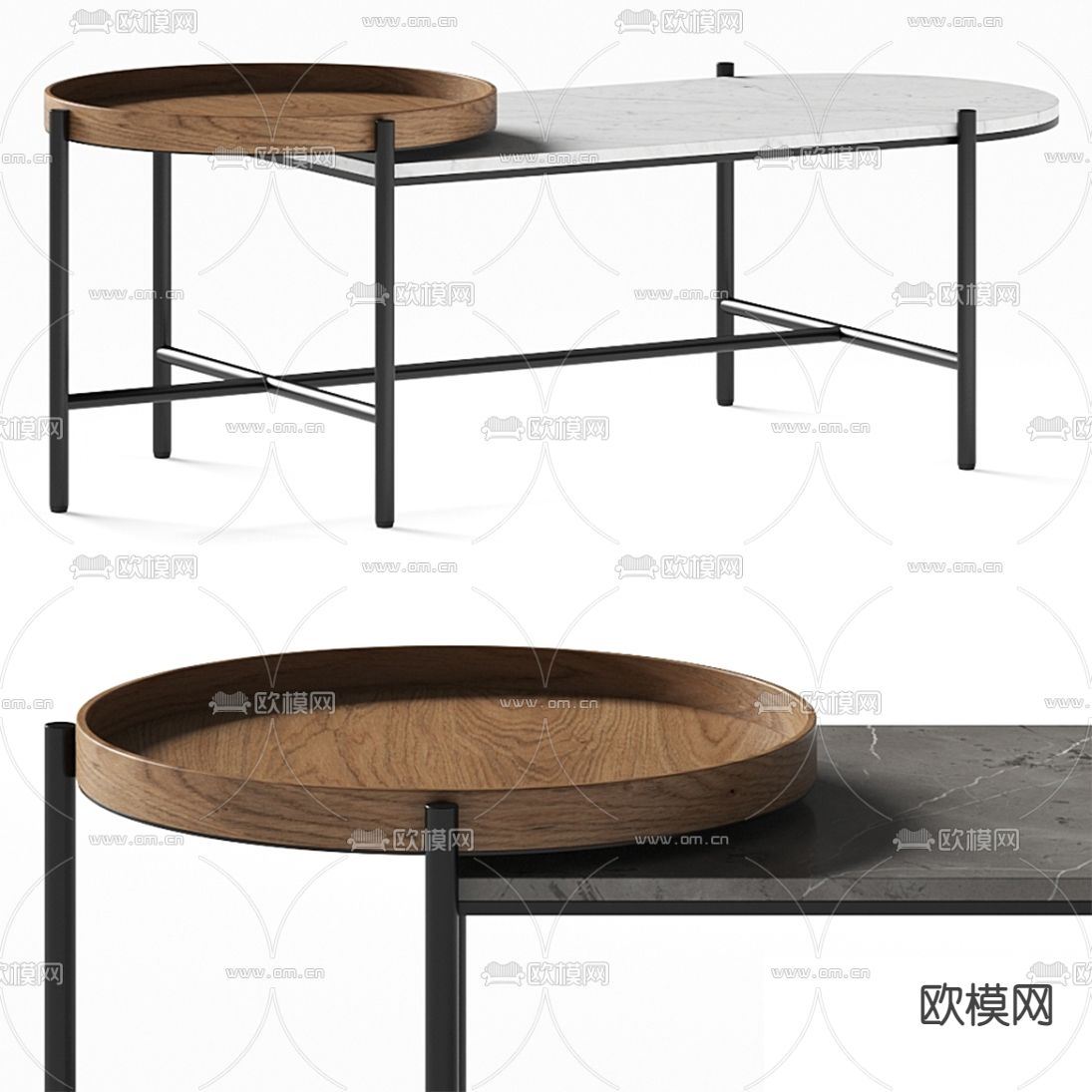 现代大理石茶几3d模型