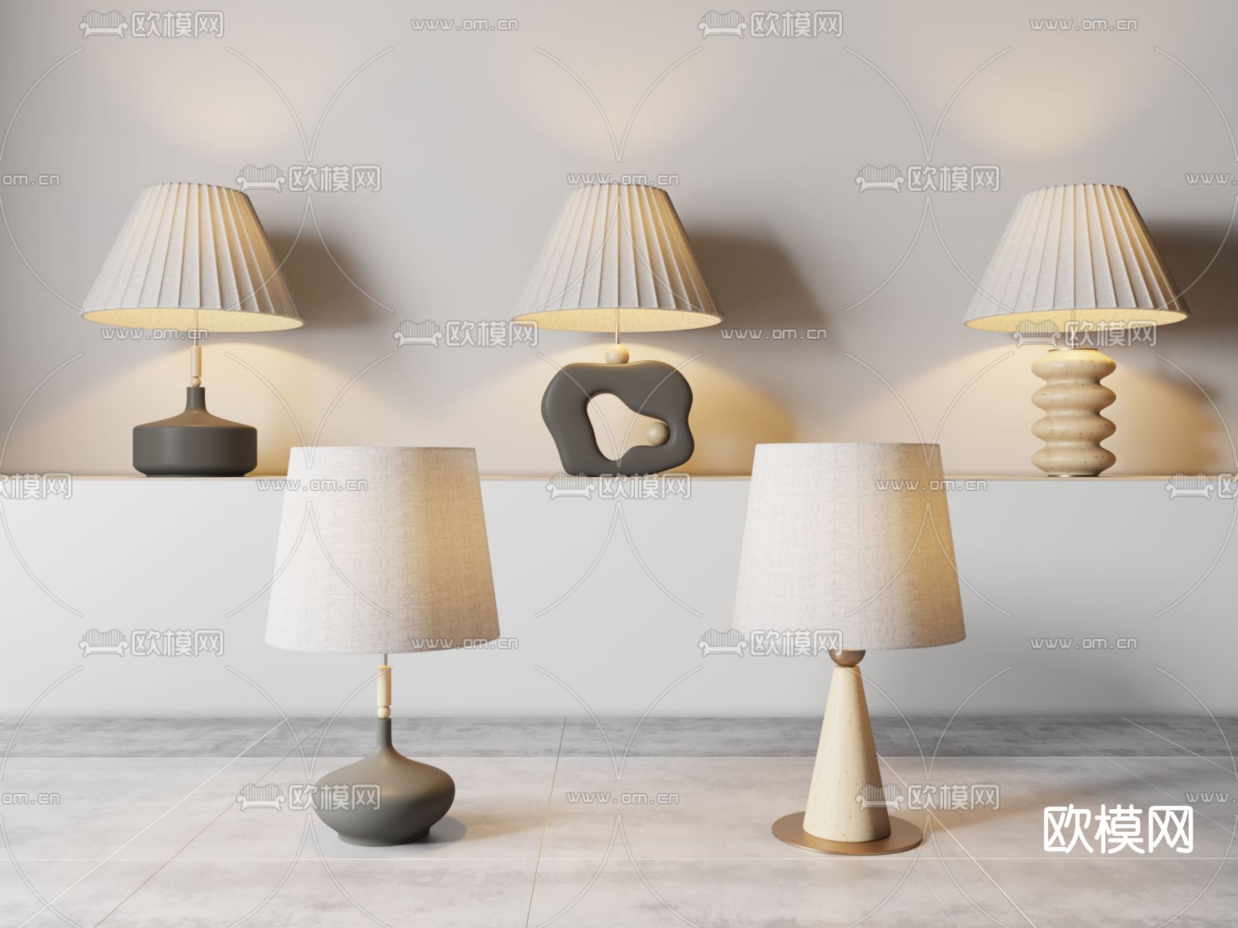 侘寂风台灯su模型下载（渲染图1）