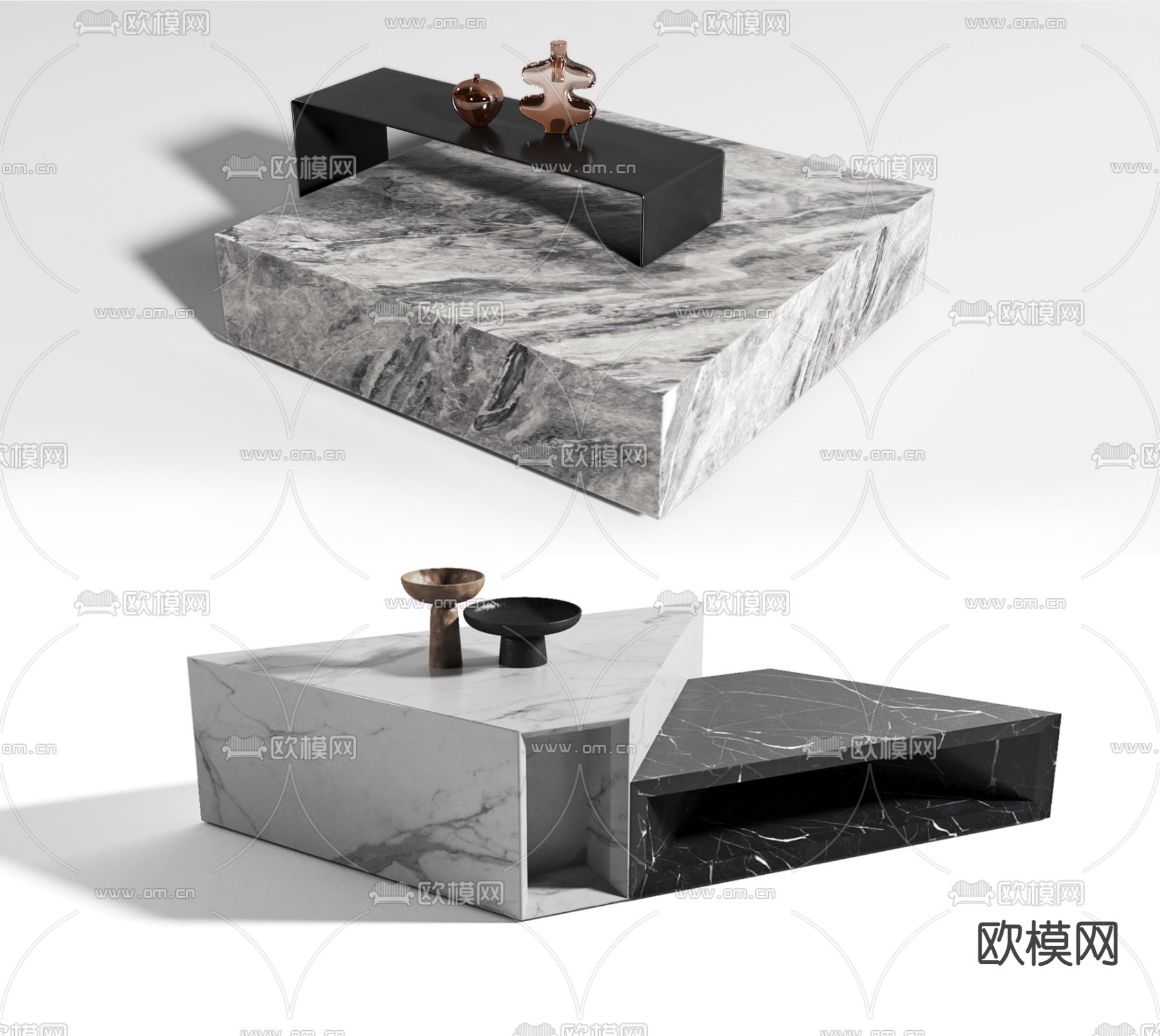 现代大理石茶几3d模型