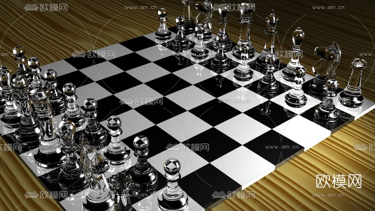 现代水晶国际象棋棋牌免费3d模型下载