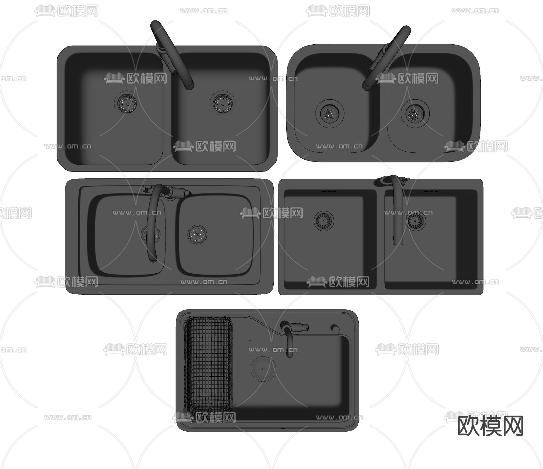 现代洗菜盆水槽su模型下载（渲染图2）