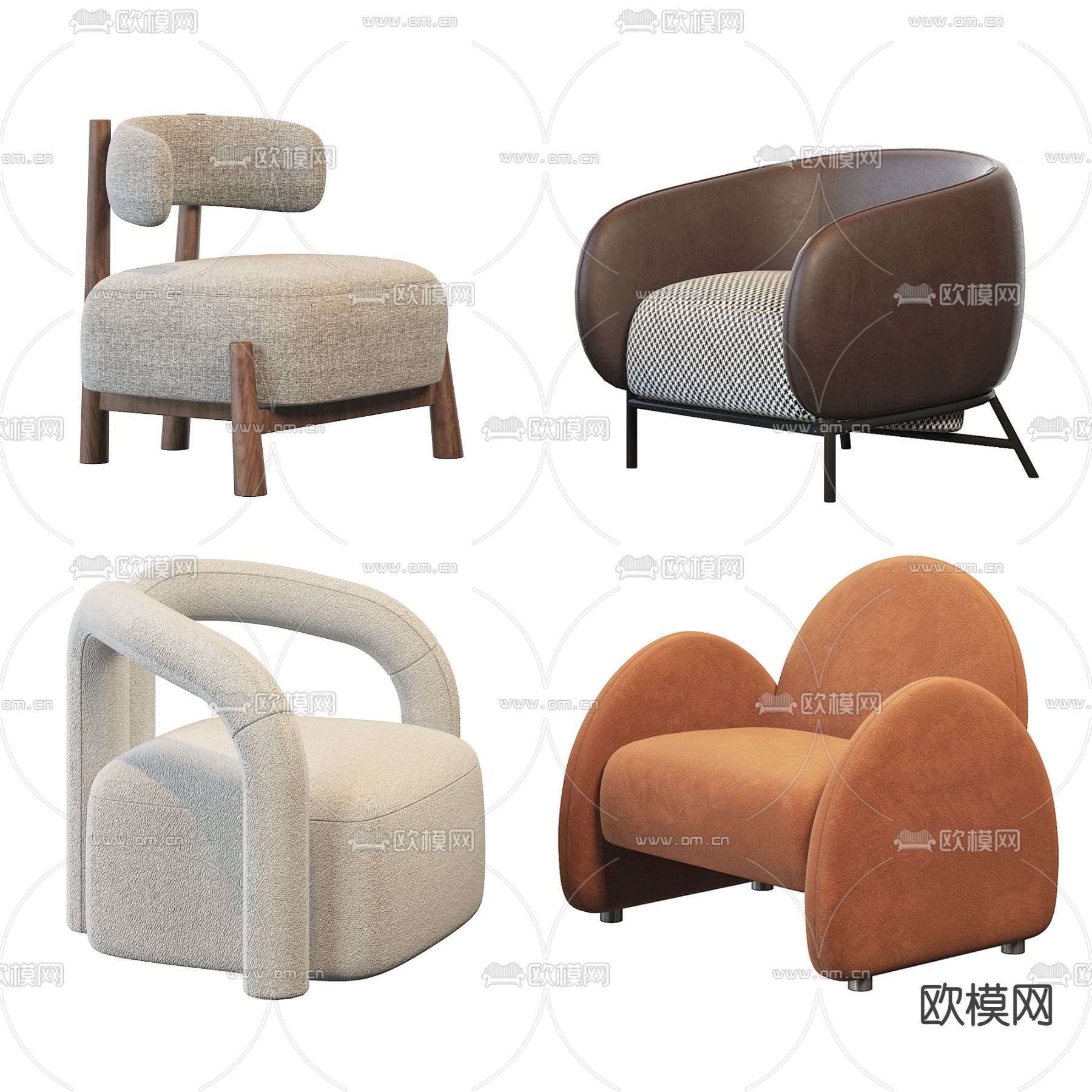 现代布艺单人沙发3d模型