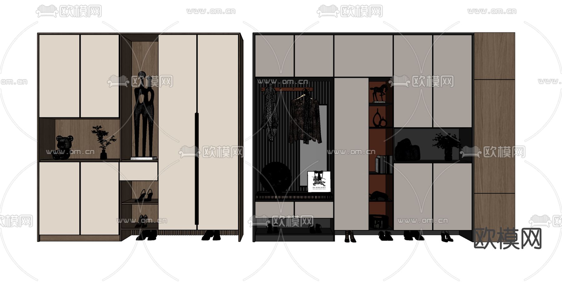 现代鞋柜su模型下载（渲染图2）