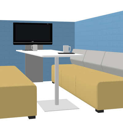  现代办公卡座su模型 