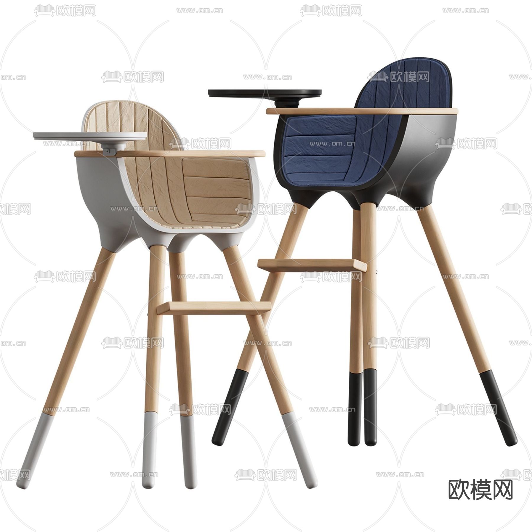 现代实木婴儿椅3d模型下载（渲染图3）