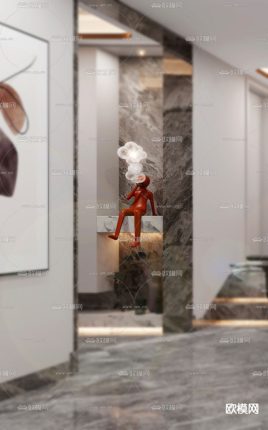 现代轻奢地下室台球室3d模型