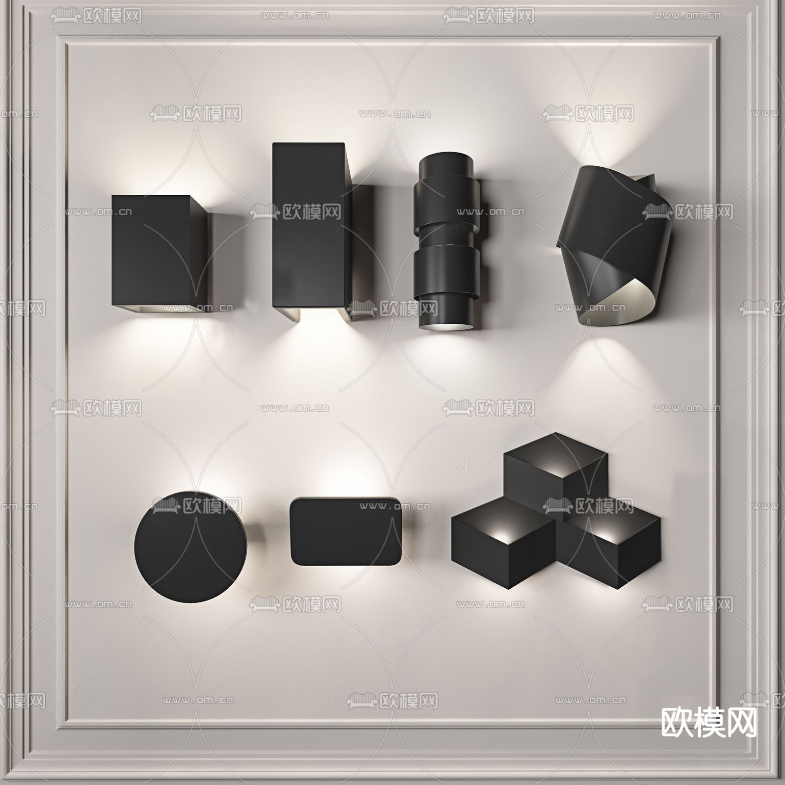 现代简约壁灯su模型