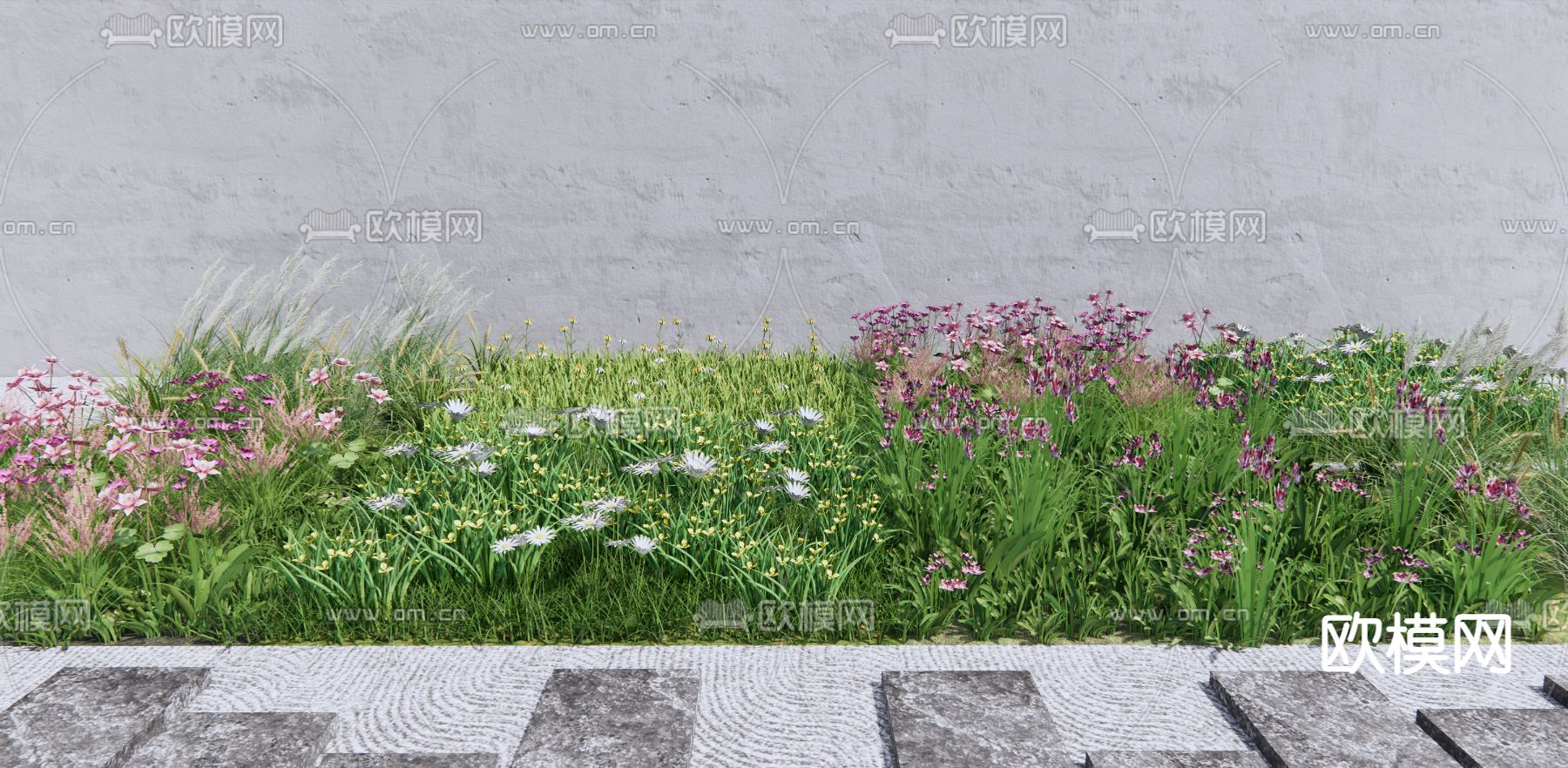 现代花草植物su模型下载（渲染图1）