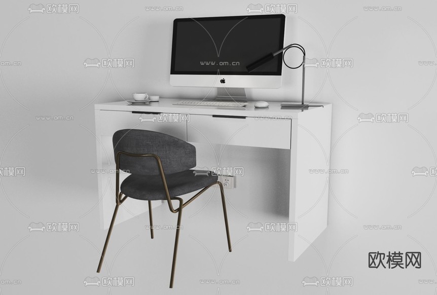 现代简约书桌椅免费3d模型下载_ID11682986_3dmax免费模型-欧模网