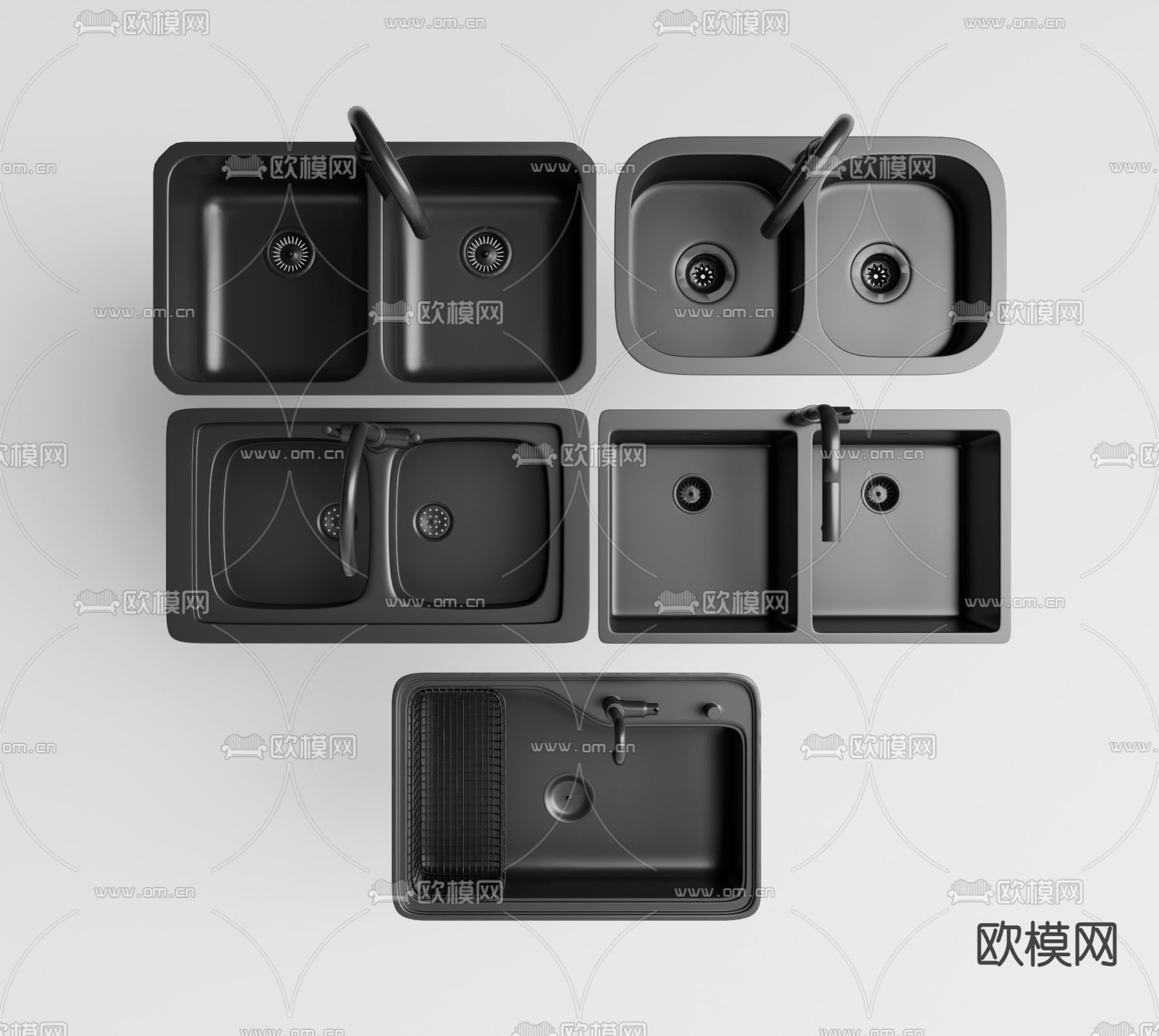 现代洗菜盆水槽su模型下载（渲染图1）