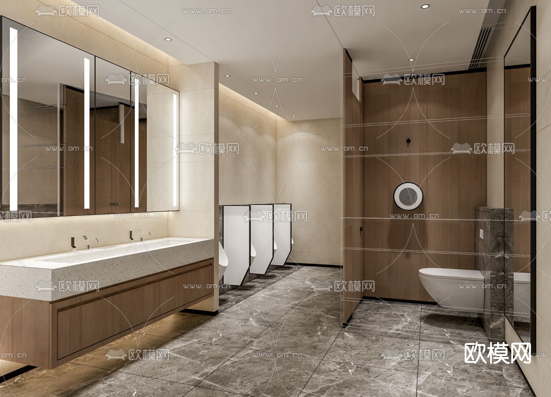 现代浴室卫生间su模型下载（渲染图1）