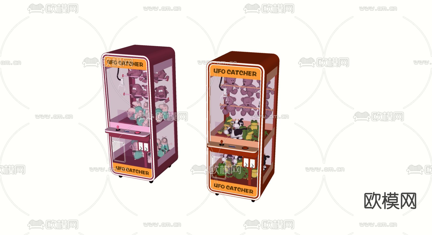 现代游戏机抓娃娃机su模型下载（渲染图2）