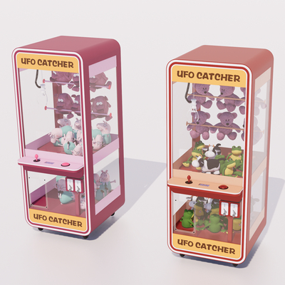  现代游戏机抓娃娃机su模型 