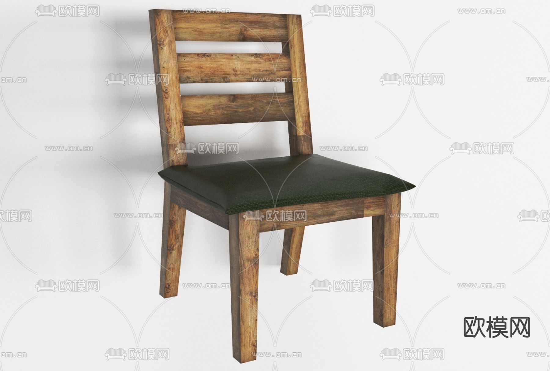 侘寂实木单椅免费3d模型下载