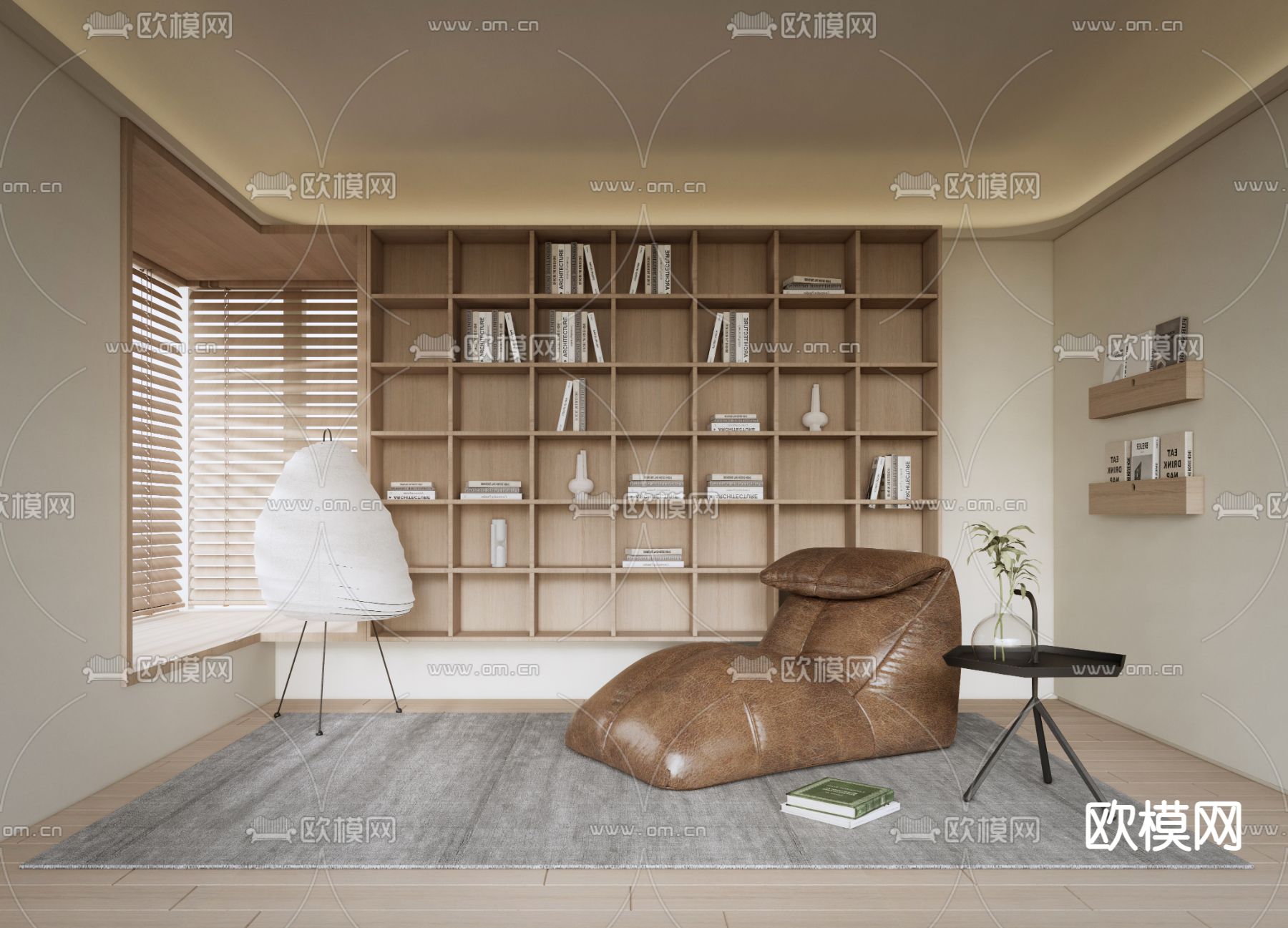 侘寂风书房su模型下载（渲染图1）