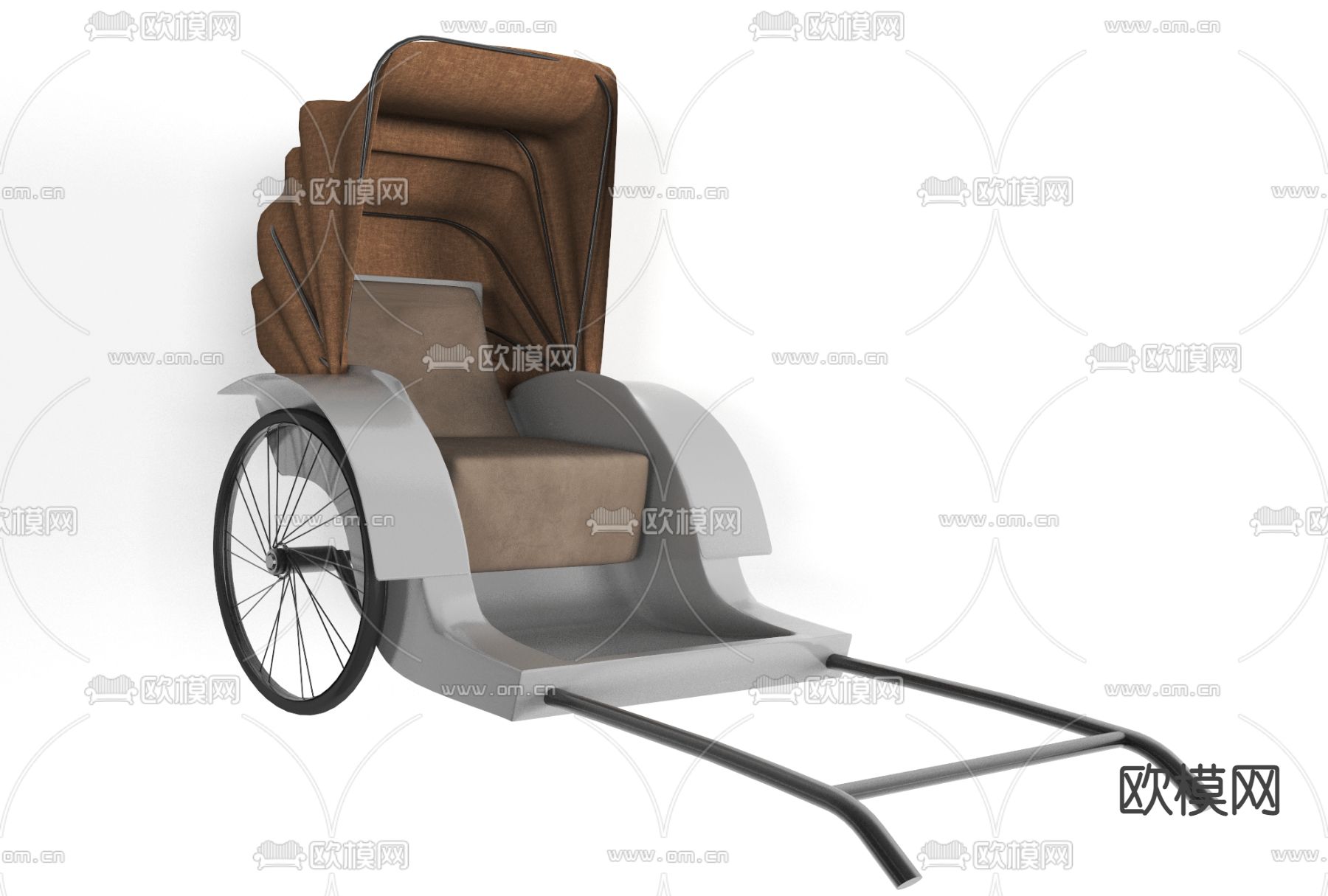 现代老式黄包车免费3d模型下载