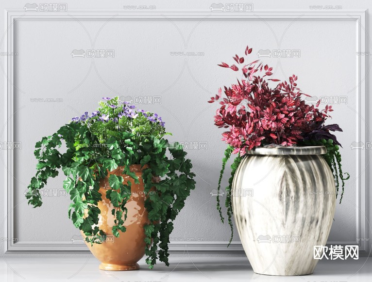 现代花卉花艺盆栽3d模型下载