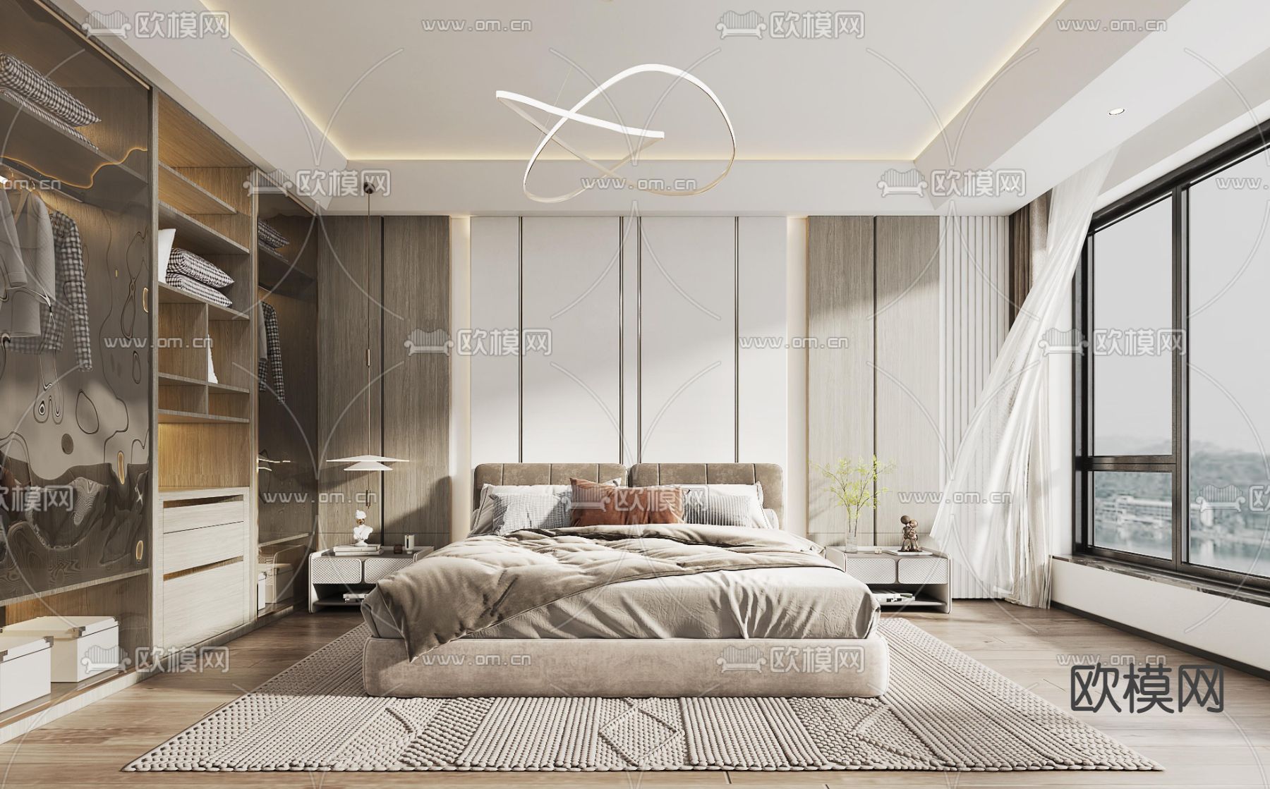 现代卧室主人房3d模型下载