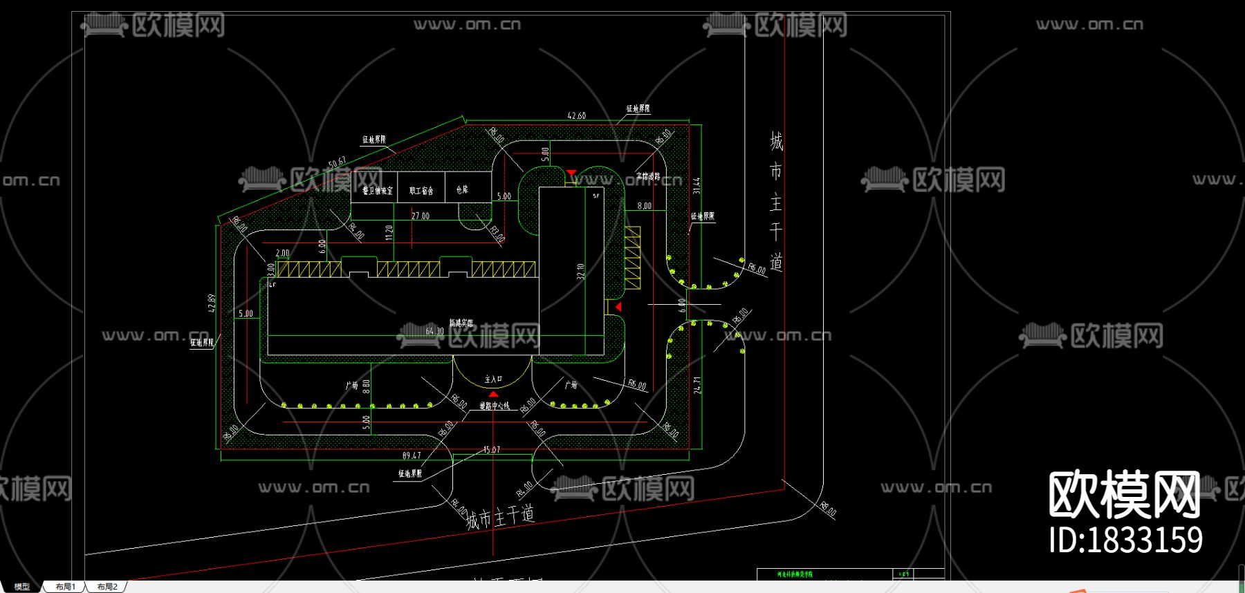 宾馆cad施工图下载（渲染图2）