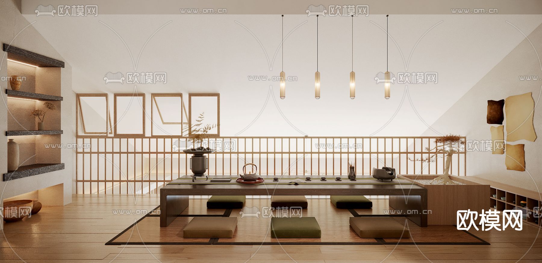 侘寂风阁楼茶室3d模型下载