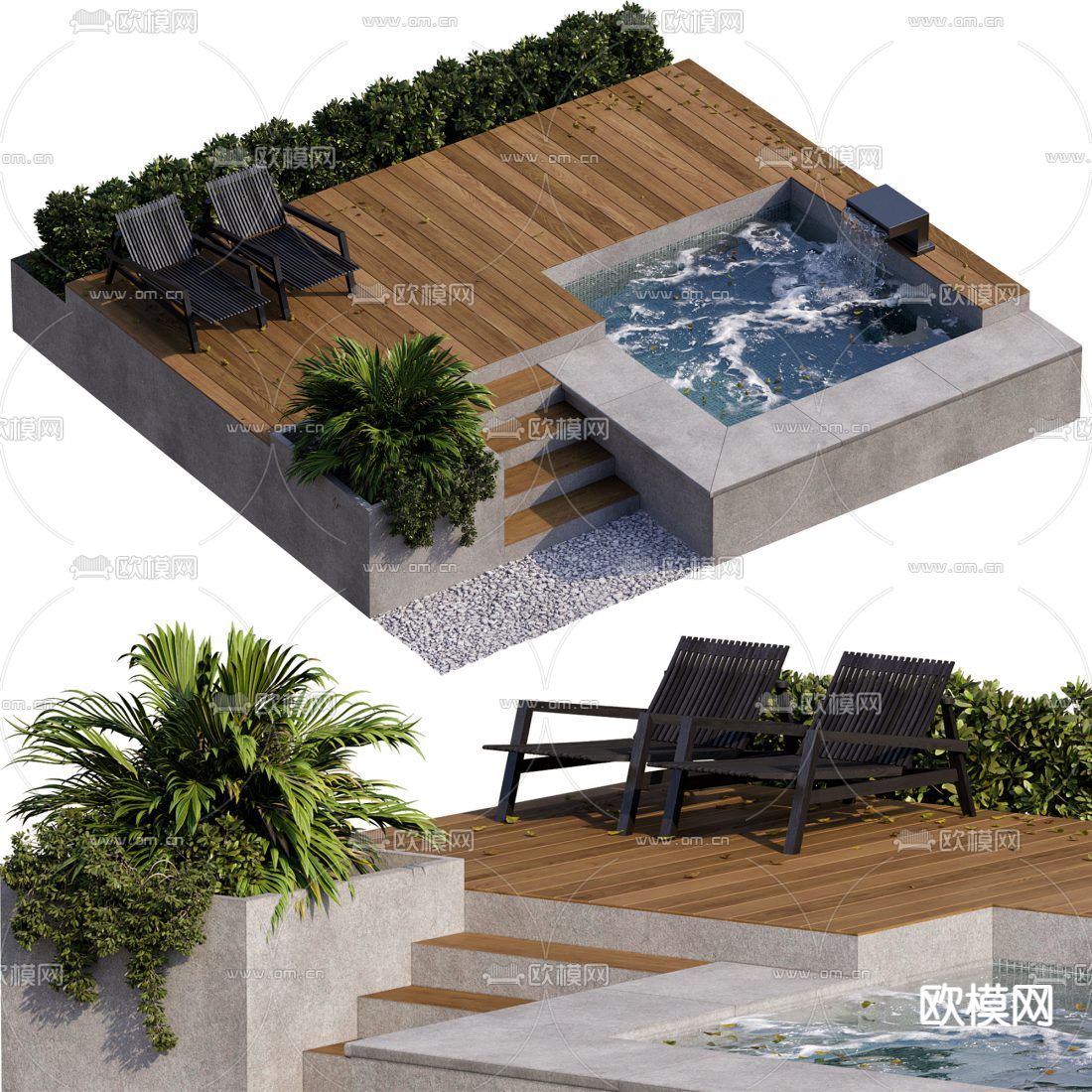 现代户外游泳池3d模型