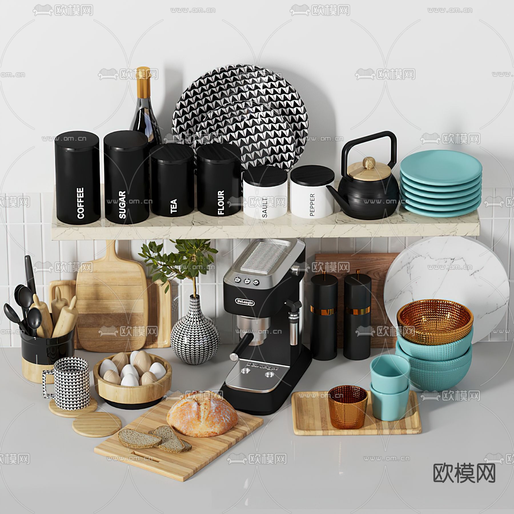 现代厨房用品su模型