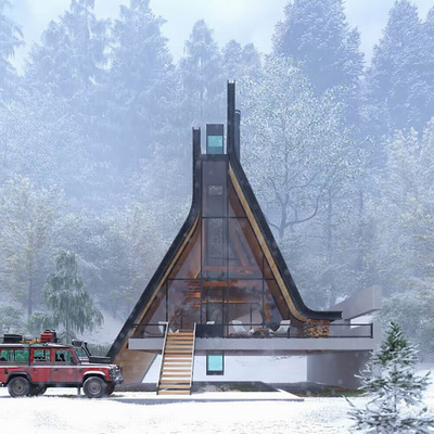  现代民宿建筑su模型 