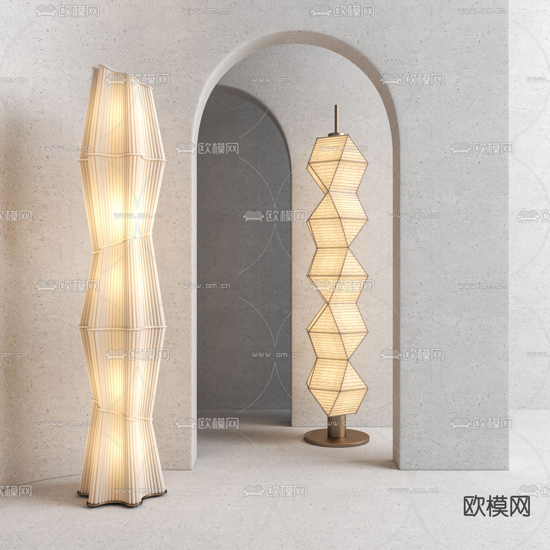 侘寂风金属落地灯3d模型下载