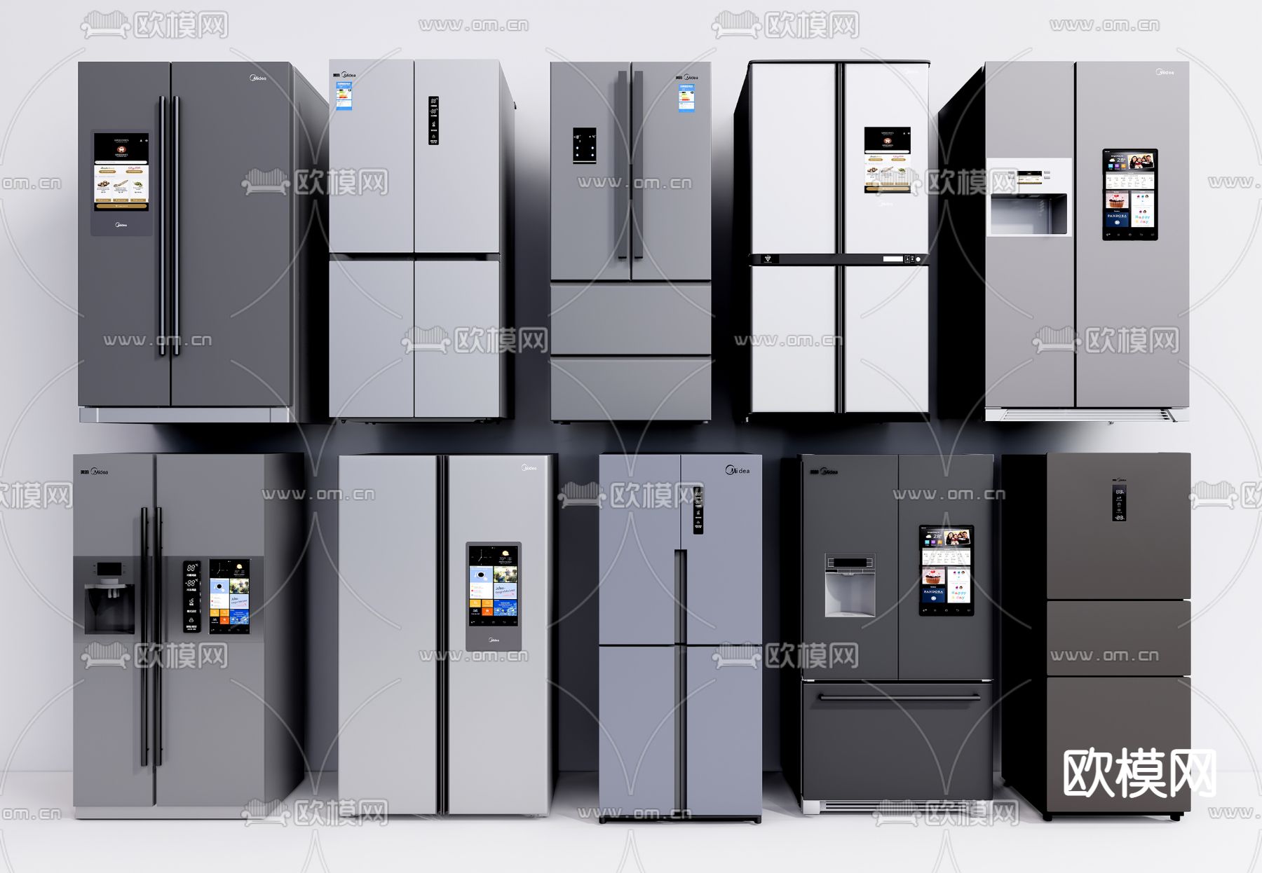 现代冰箱su模型下载（渲染图1）