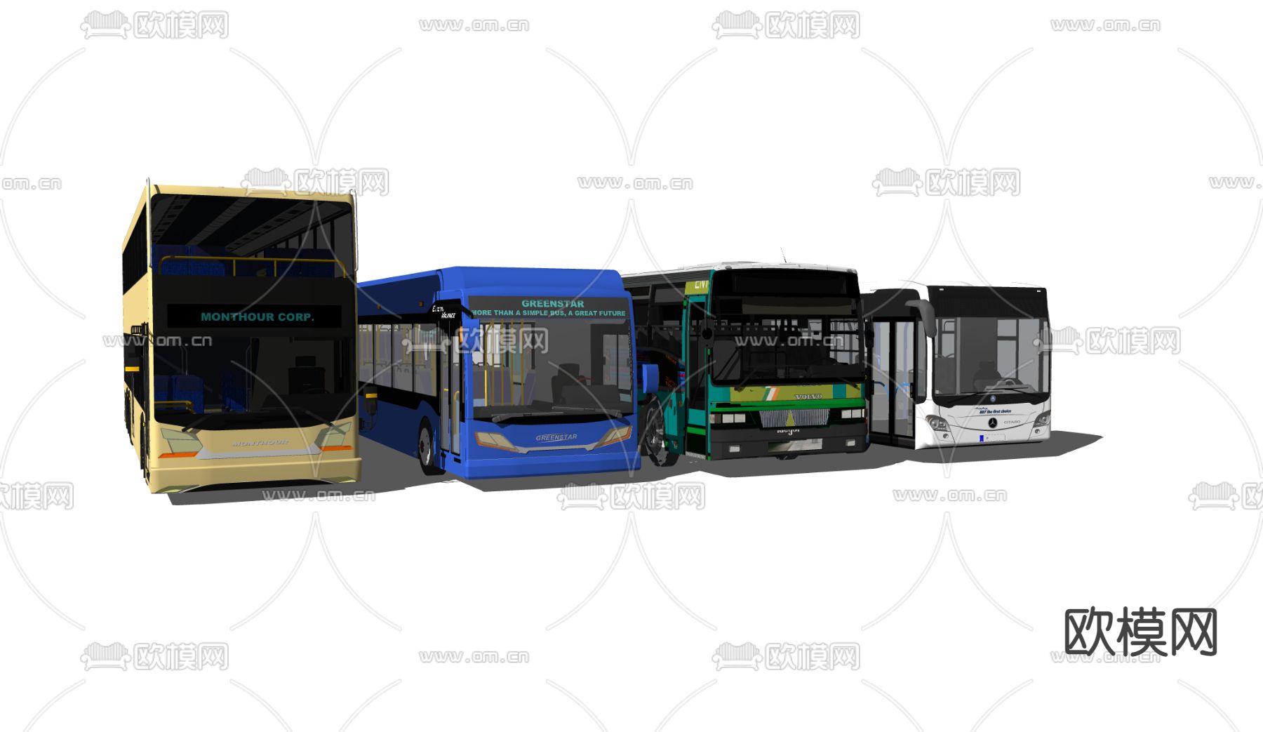 现代公交车su模型下载