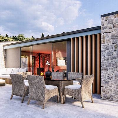  现代民宿建筑su模型 