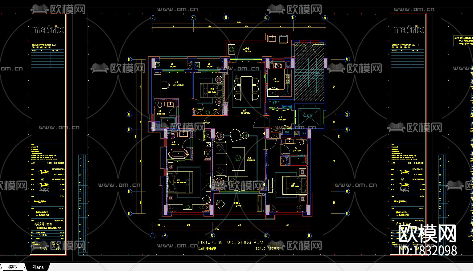 现代卧室主人房cad施工图下载（渲染图8）
