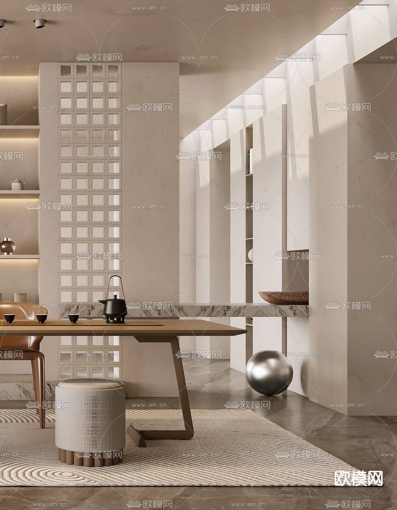 侘寂风茶室3d模型下载（渲染图2）