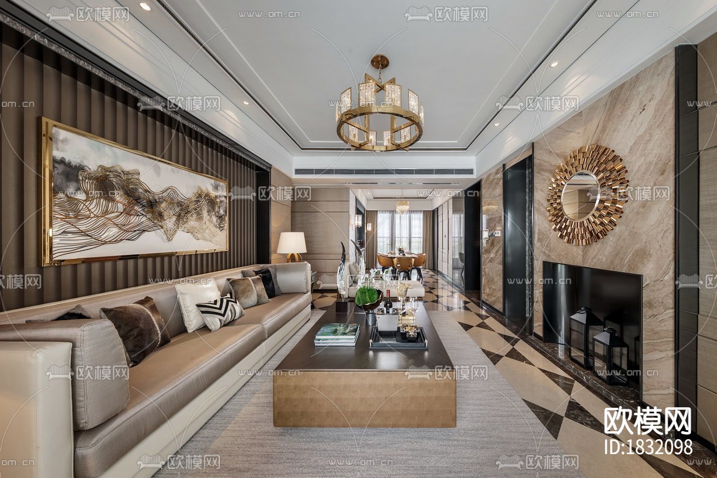 现代卧室主人房cad施工图下载（渲染图4）